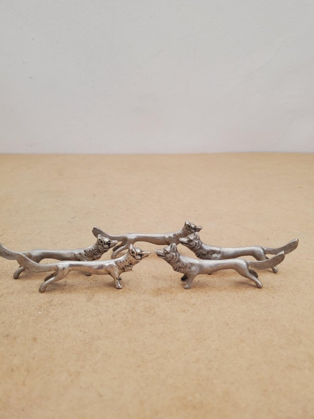 Vintage Silver Dog Knife Rest Set of Five , Silver Dogs Knife Rests, French Art